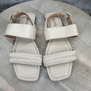 ALME Women’s Leather Braided White Flat Sandals Size 10/40 Made in Brazil